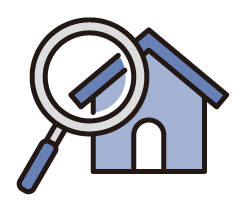 屋根瓦を確認している家のイラスト