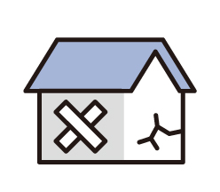 外壁が破損した家のイラスト